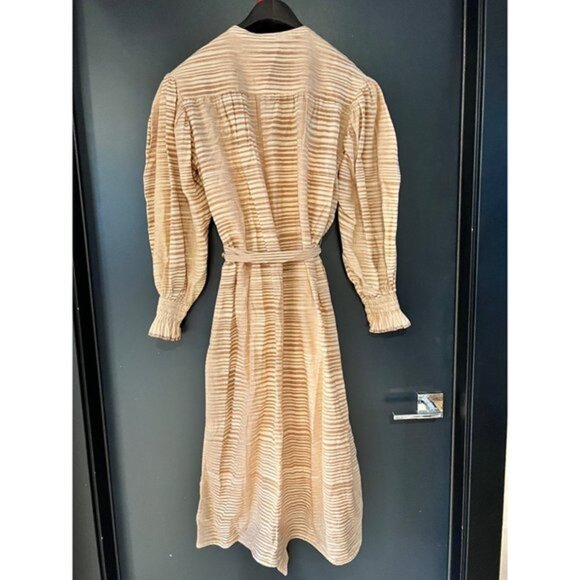 ULLA JOHNSON ‘FIORA’ beige STRIPED DRESS Size 6 - Picture 8 of 12